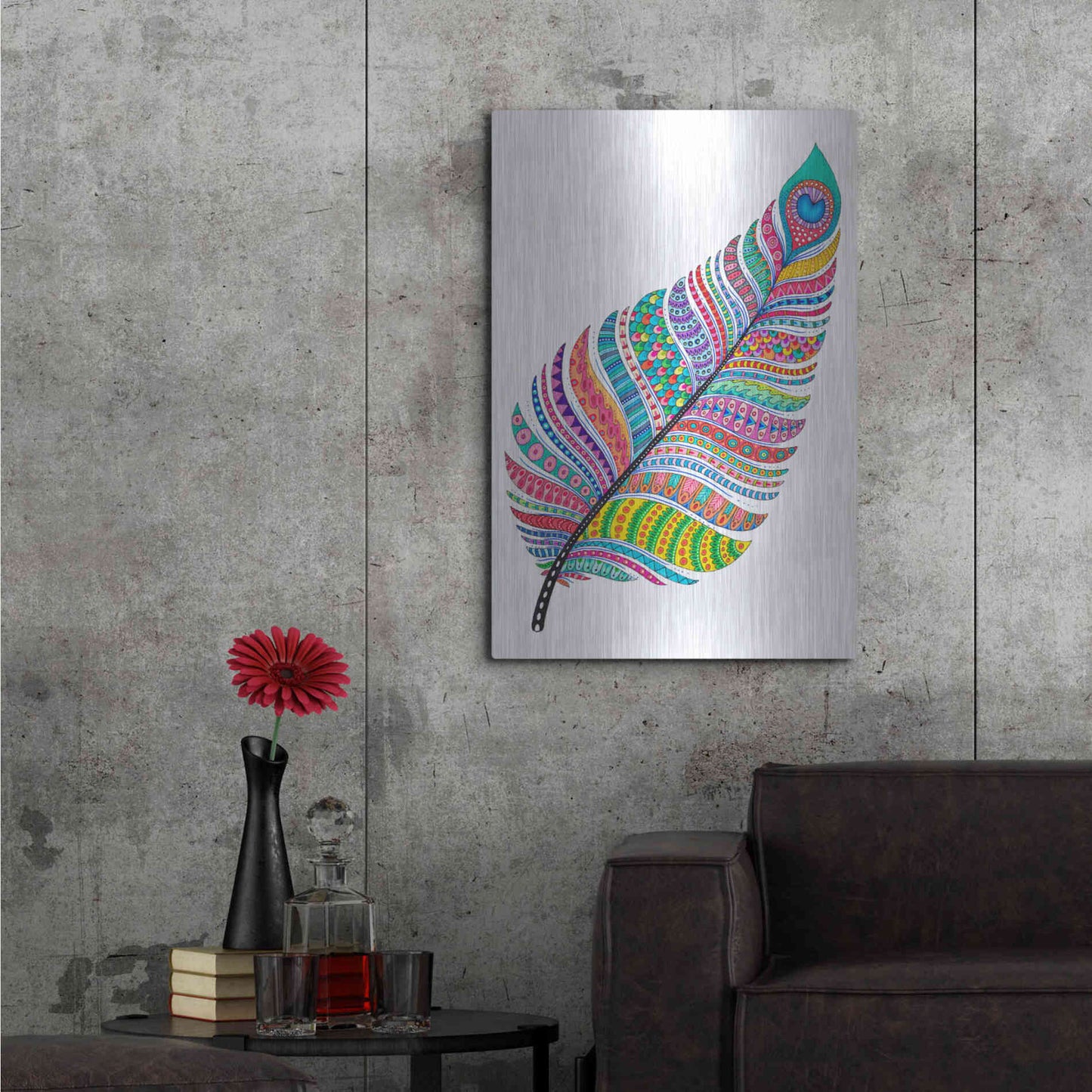 Luxe Metal Art 'Single Feather' by Hello Angel, Metal Wall Art,24x36