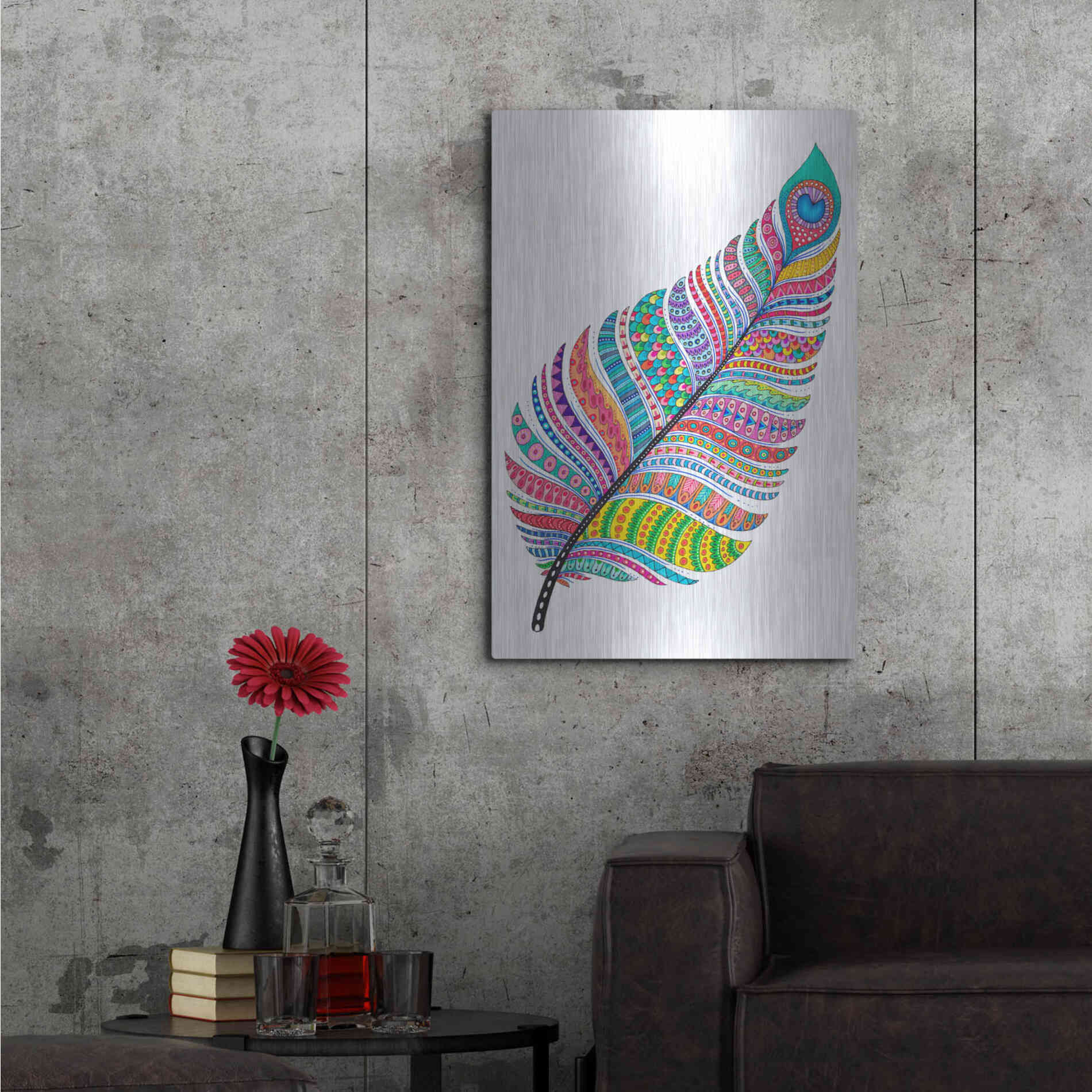 Luxe Metal Art 'Single Feather' by Hello Angel, Metal Wall Art,24x36