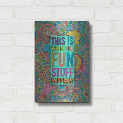 Luxe Metal Art 'This is Where the Fun Stuff Happens' by Hello Angel, Metal Wall Art,12x16