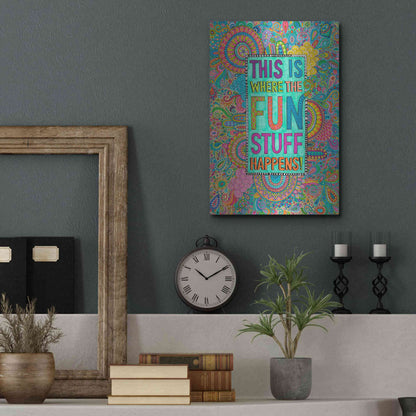 Luxe Metal Art 'This is Where the Fun Stuff Happens' by Hello Angel, Metal Wall Art,12x16