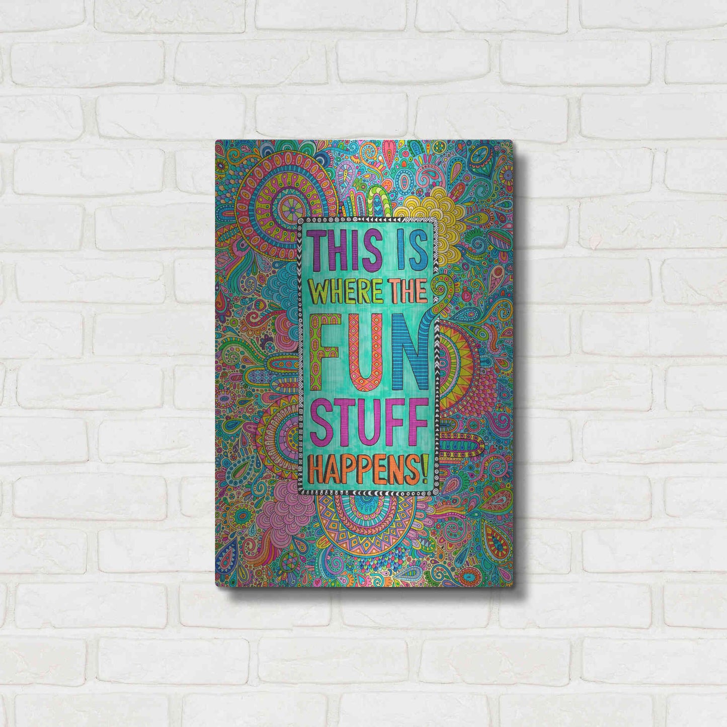 Luxe Metal Art 'This is Where the Fun Stuff Happens' by Hello Angel, Metal Wall Art,16x24