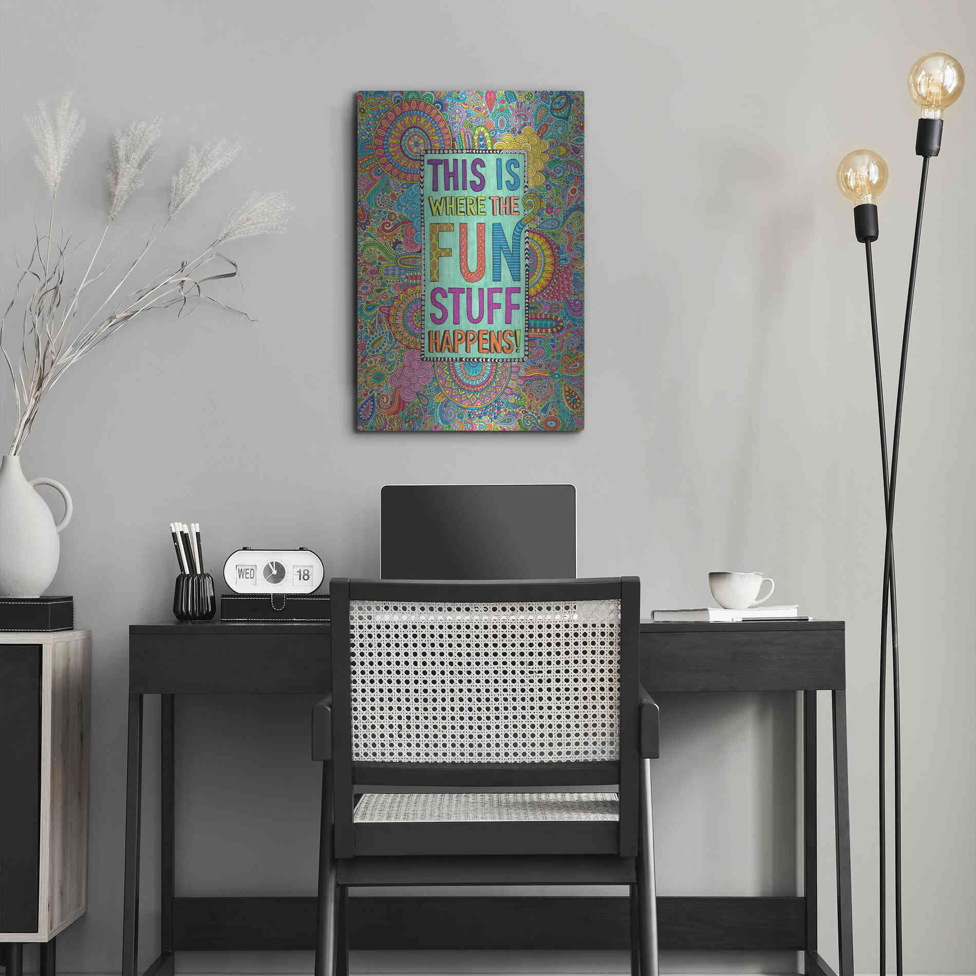 Luxe Metal Art 'This is Where the Fun Stuff Happens' by Hello Angel, Metal Wall Art,16x24