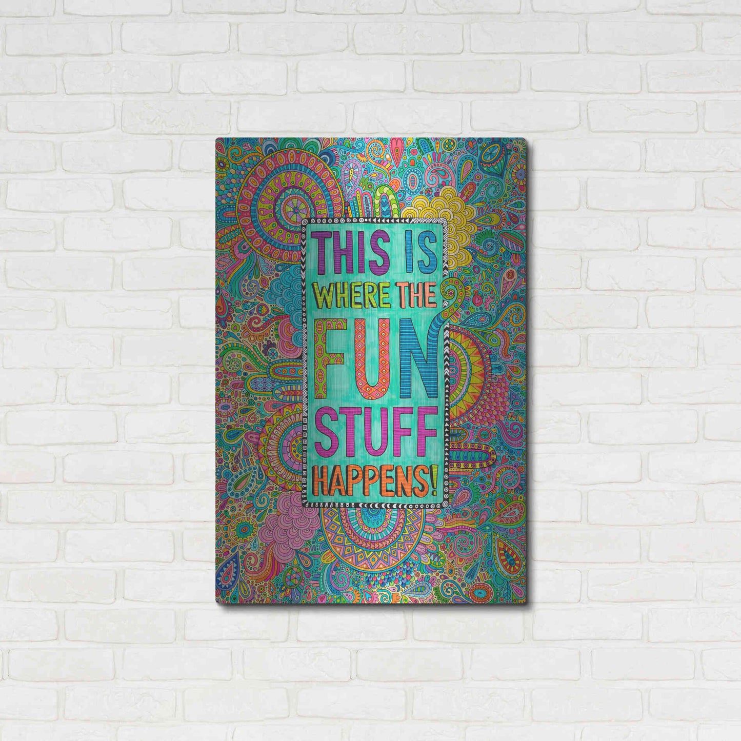 Luxe Metal Art 'This is Where the Fun Stuff Happens' by Hello Angel, Metal Wall Art,24x36