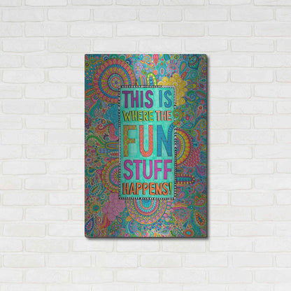 Luxe Metal Art 'This is Where the Fun Stuff Happens' by Hello Angel, Metal Wall Art,24x36