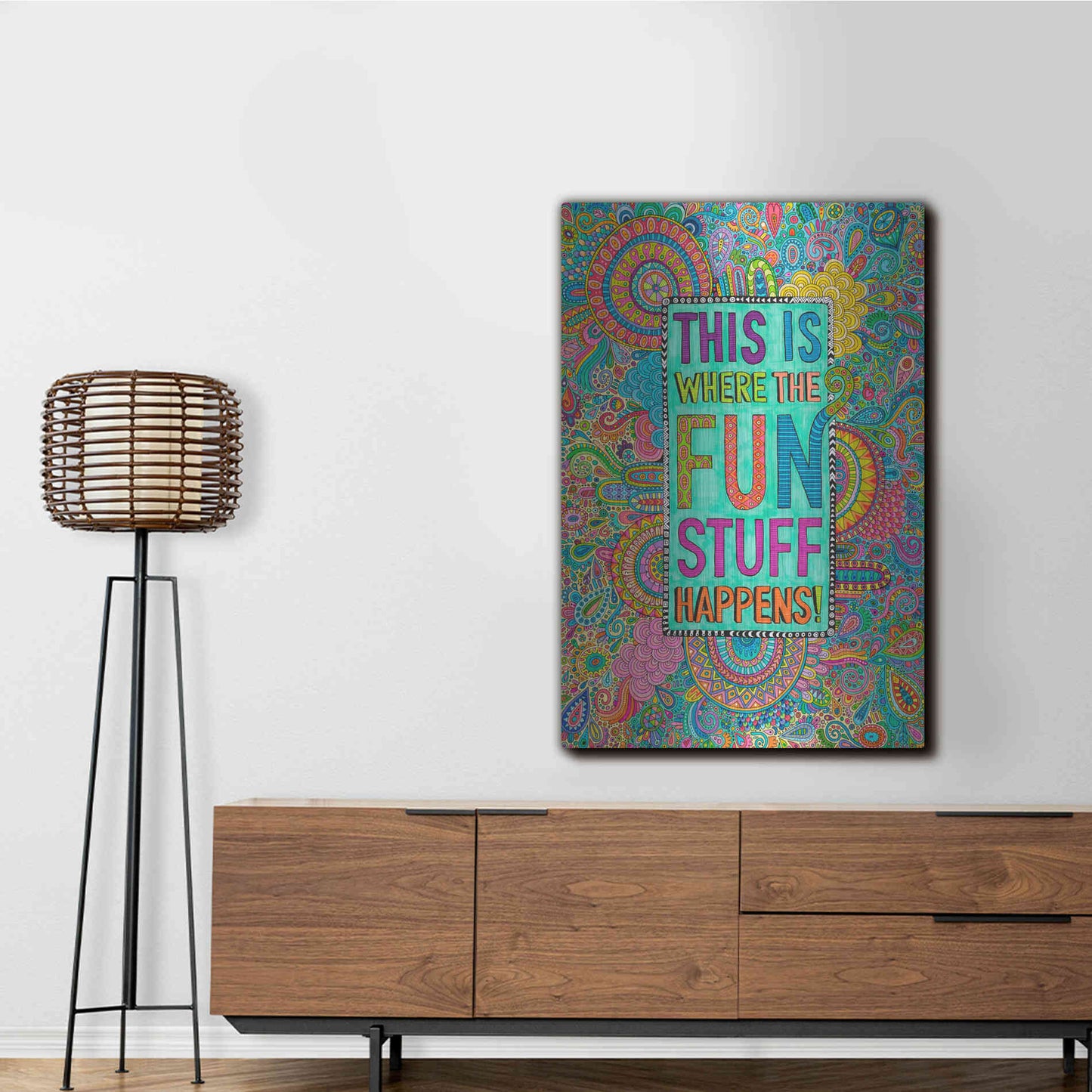 Luxe Metal Art 'This is Where the Fun Stuff Happens' by Hello Angel, Metal Wall Art,24x36