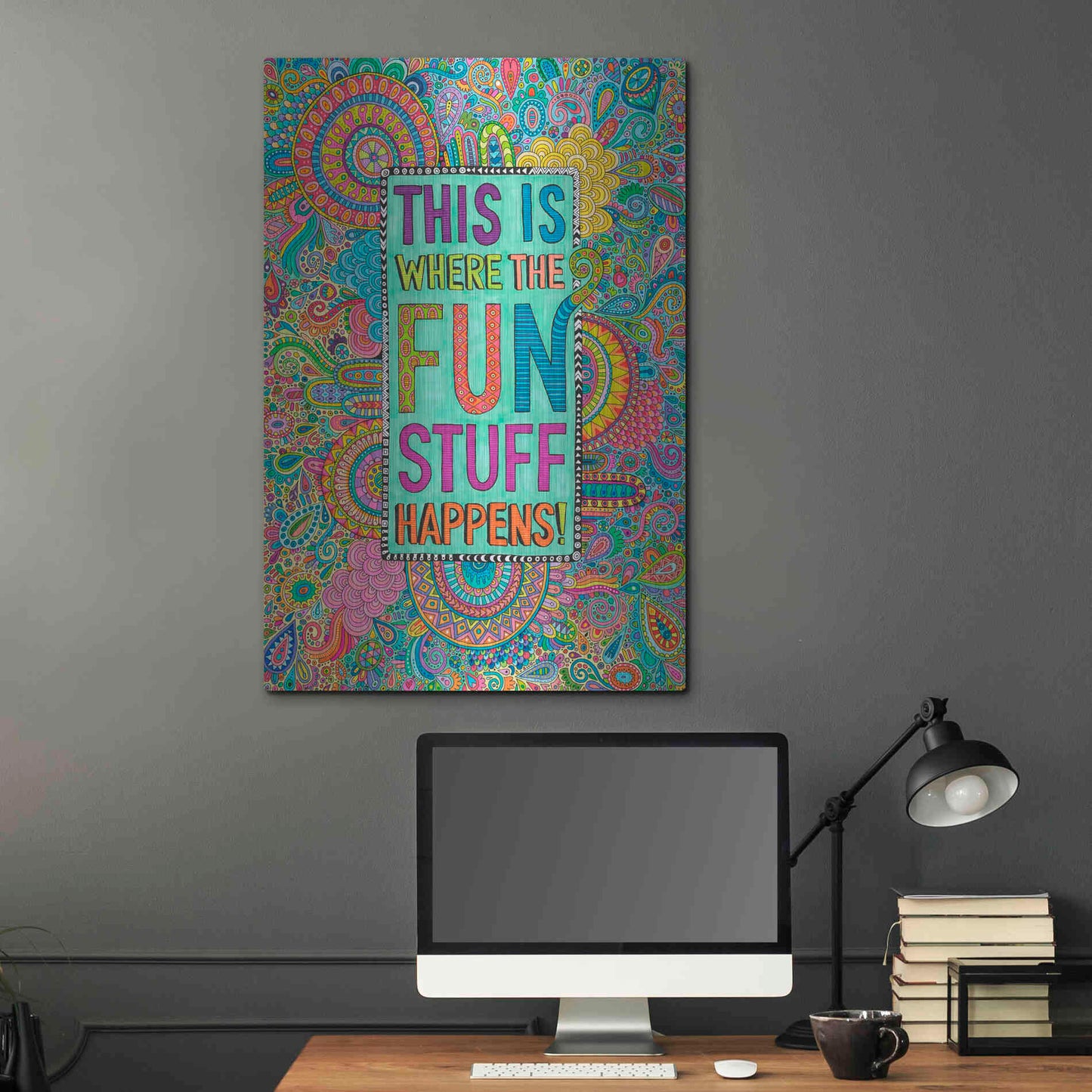 Luxe Metal Art 'This is Where the Fun Stuff Happens' by Hello Angel, Metal Wall Art,24x36