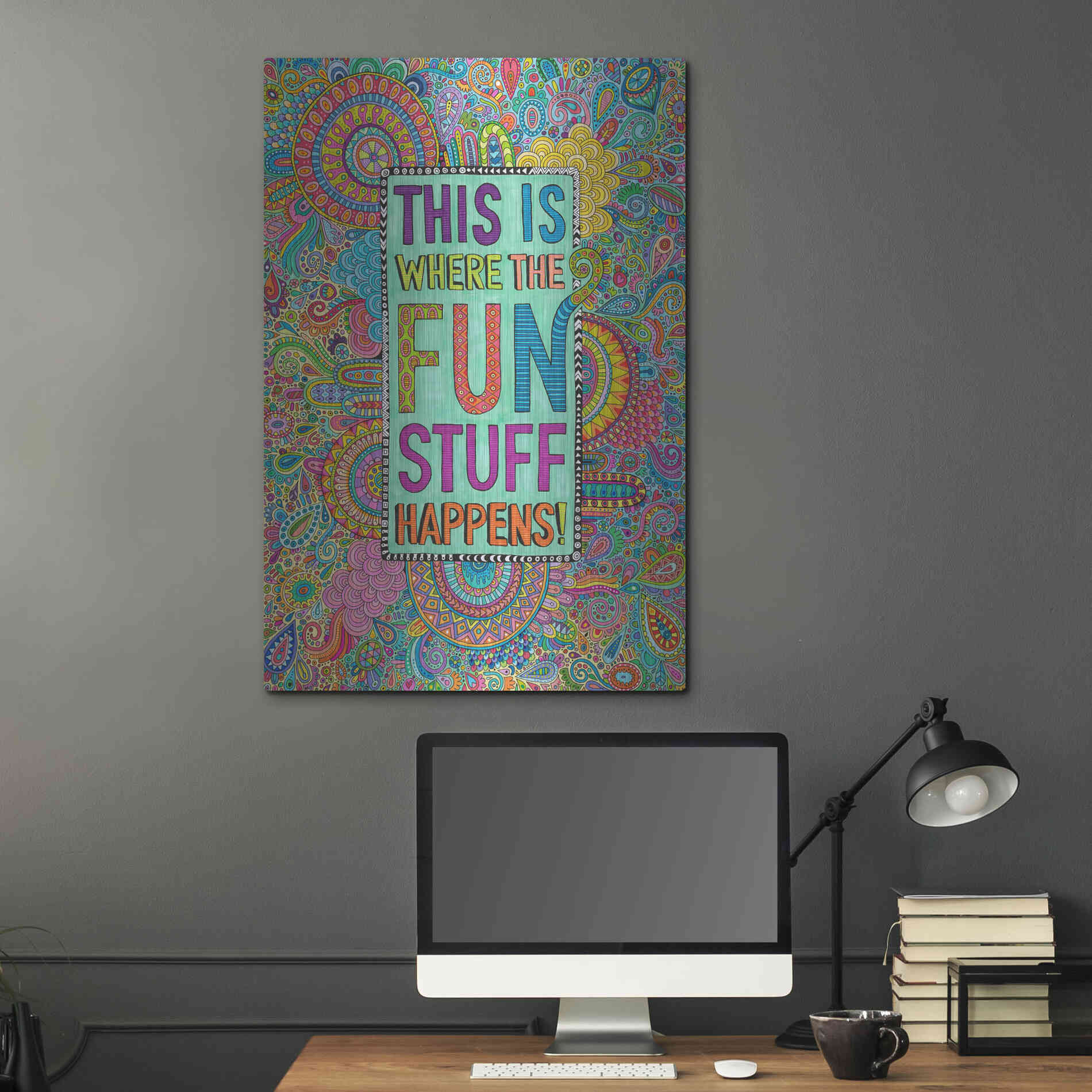 Luxe Metal Art 'This is Where the Fun Stuff Happens' by Hello Angel, Metal Wall Art,24x36