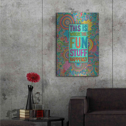 Luxe Metal Art 'This is Where the Fun Stuff Happens' by Hello Angel, Metal Wall Art,24x36