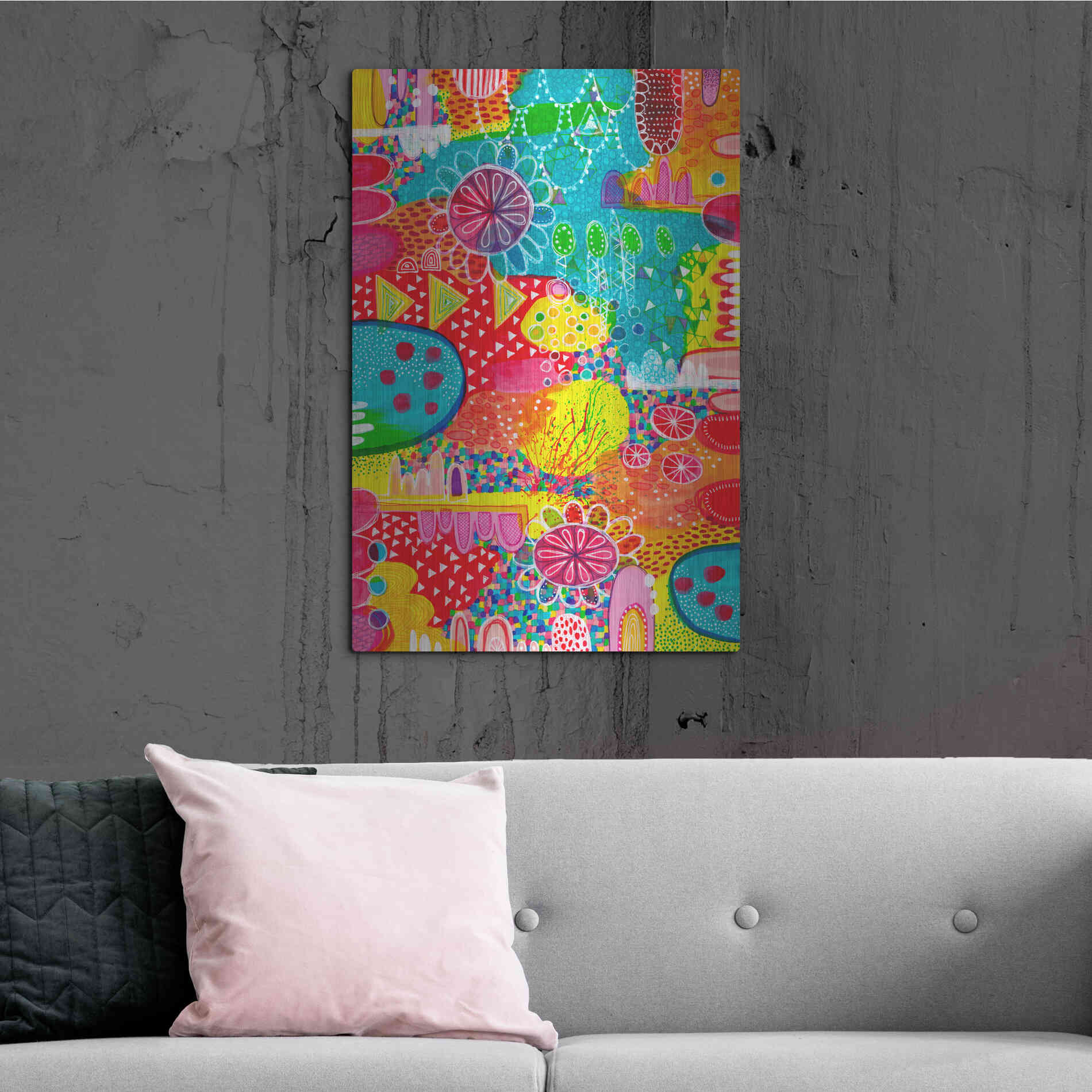 Luxe Metal Art 'Sunshine and Lollipops' by Hello Angel, Metal Wall Art,24x36