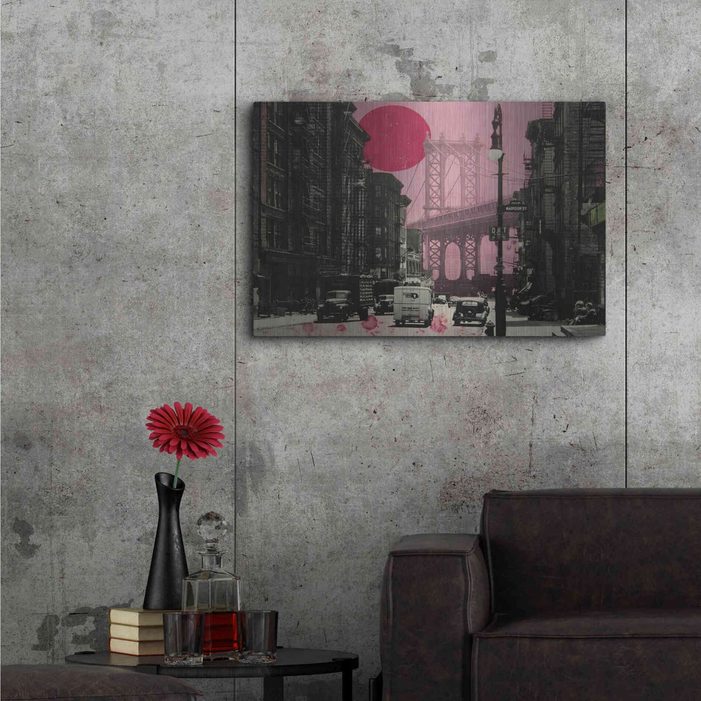 Luxe Metal Art 'Pink Haze' by DB Waterman, Metal Wall Art,36x24