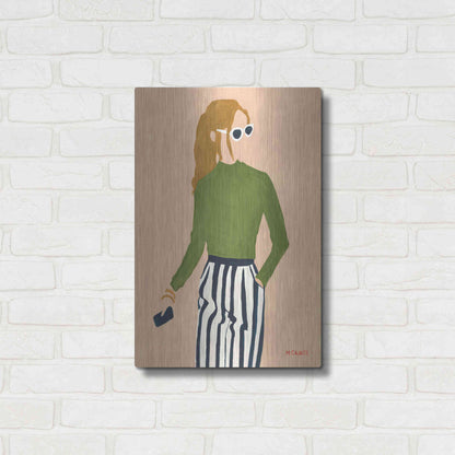 Luxe Metal Art 'Green Mockneck' by Megan Galante, Metal Wall Art,16x24