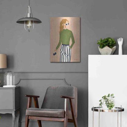 Luxe Metal Art 'Green Mockneck' by Megan Galante, Metal Wall Art,16x24
