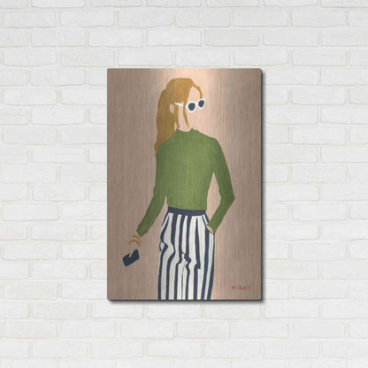 Luxe Metal Art 'Green Mockneck' by Megan Galante, Metal Wall Art,24x36
