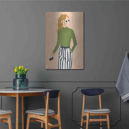 Luxe Metal Art 'Green Mockneck' by Megan Galante, Metal Wall Art,24x36