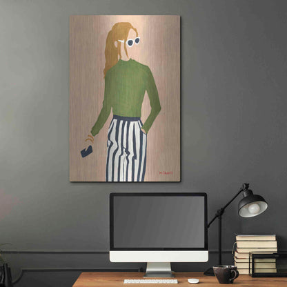 Luxe Metal Art 'Green Mockneck' by Megan Galante, Metal Wall Art,24x36