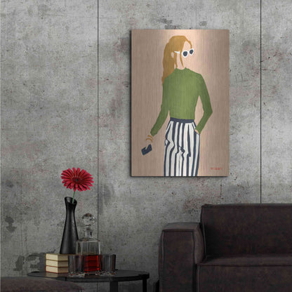 Luxe Metal Art 'Green Mockneck' by Megan Galante, Metal Wall Art,24x36