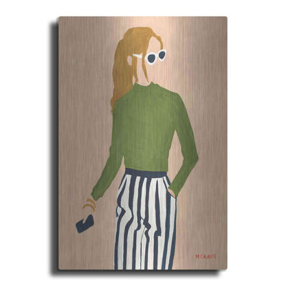 Luxe Metal Art 'Green Mockneck' by Megan Galante, Metal Wall Art