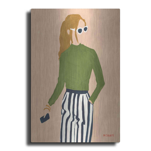 Luxe Metal Art 'Green Mockneck' by Megan Galante, Metal Wall Art