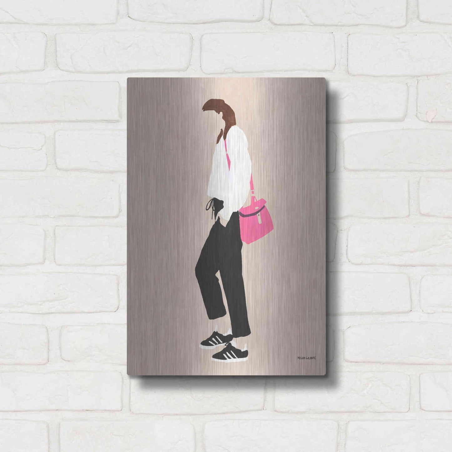 Luxe Metal Art 'Hot Pink Handbag' by Megan Galante, Metal Wall Art,12x16