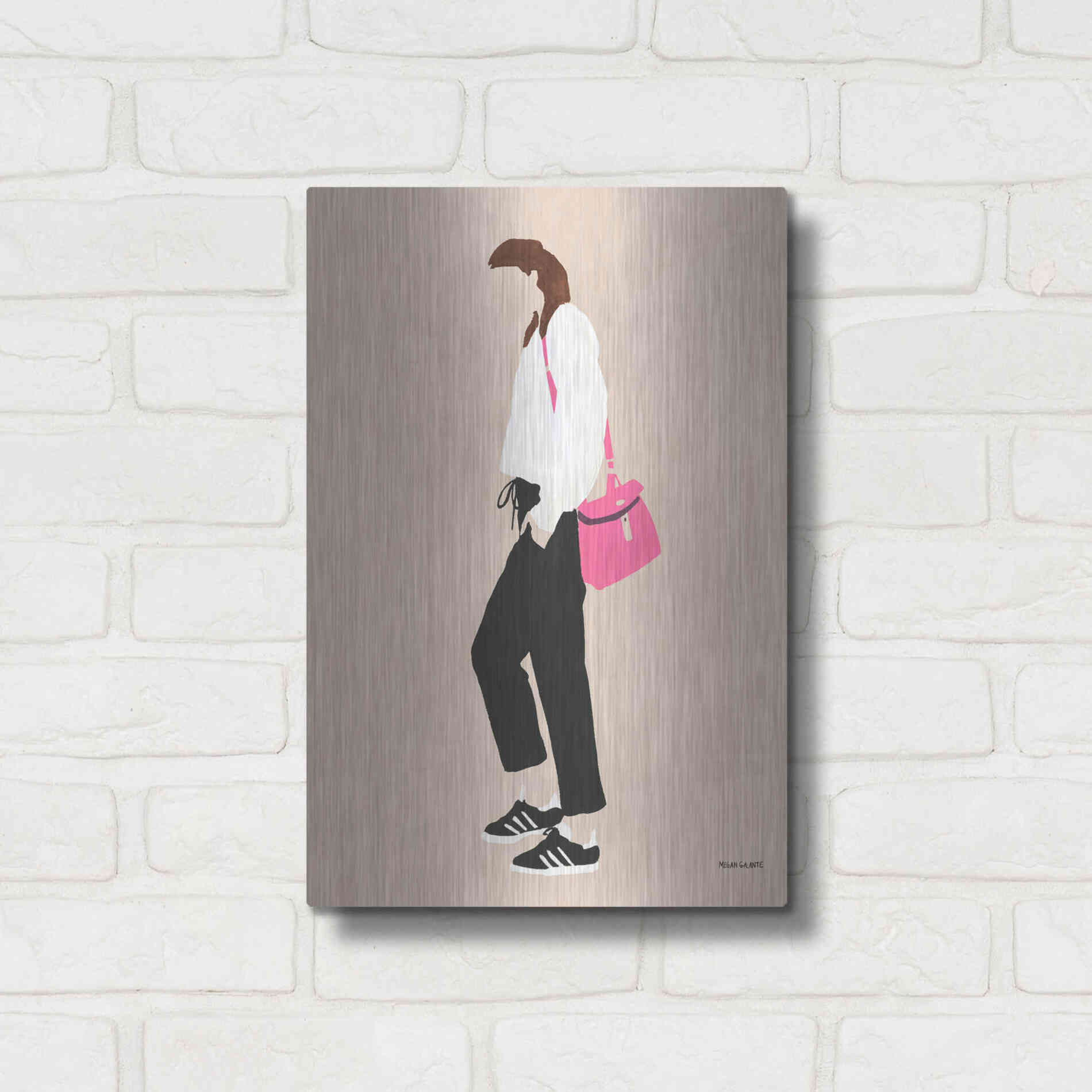 Luxe Metal Art 'Hot Pink Handbag' by Megan Galante, Metal Wall Art,12x16
