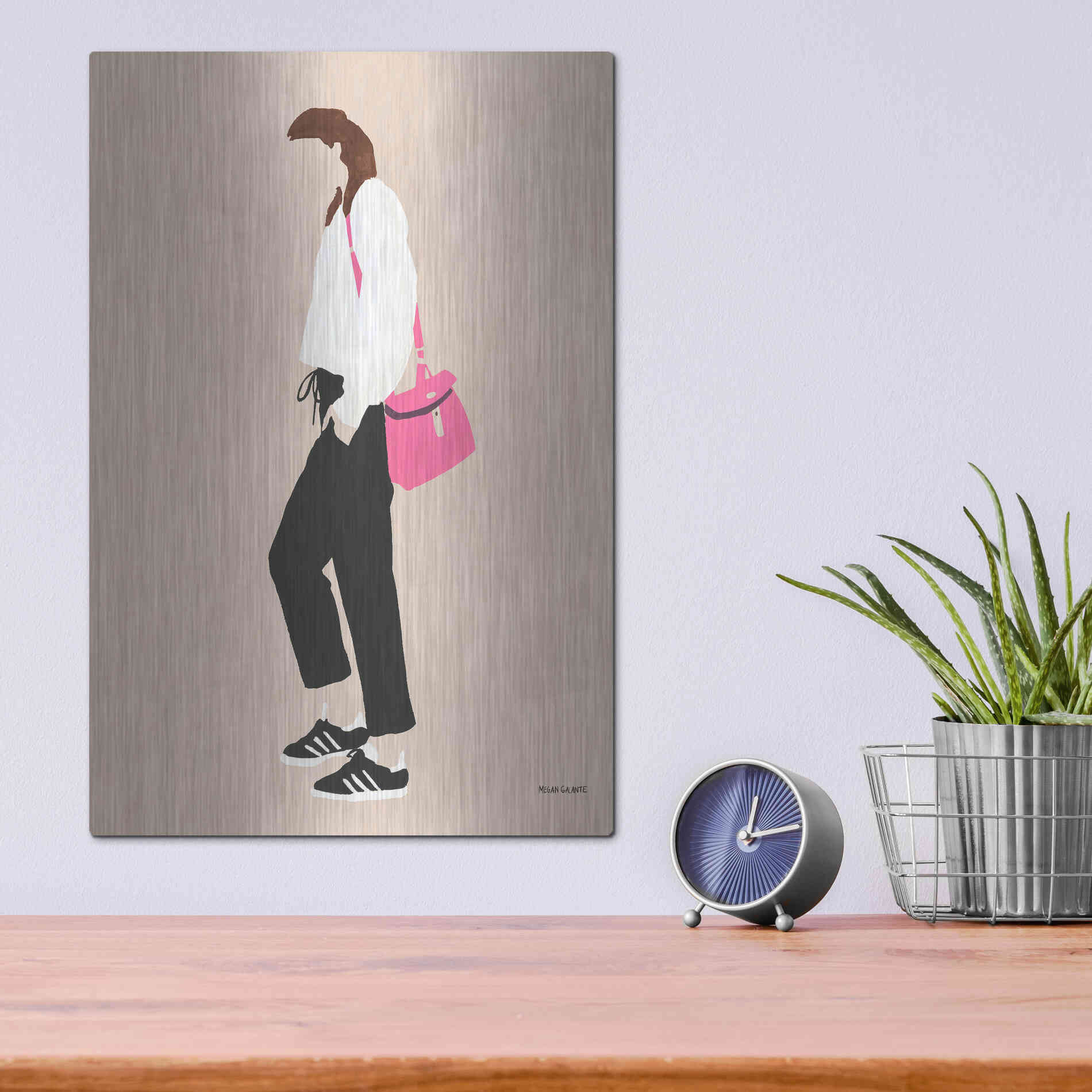 Luxe Metal Art 'Hot Pink Handbag' by Megan Galante, Metal Wall Art,12x16