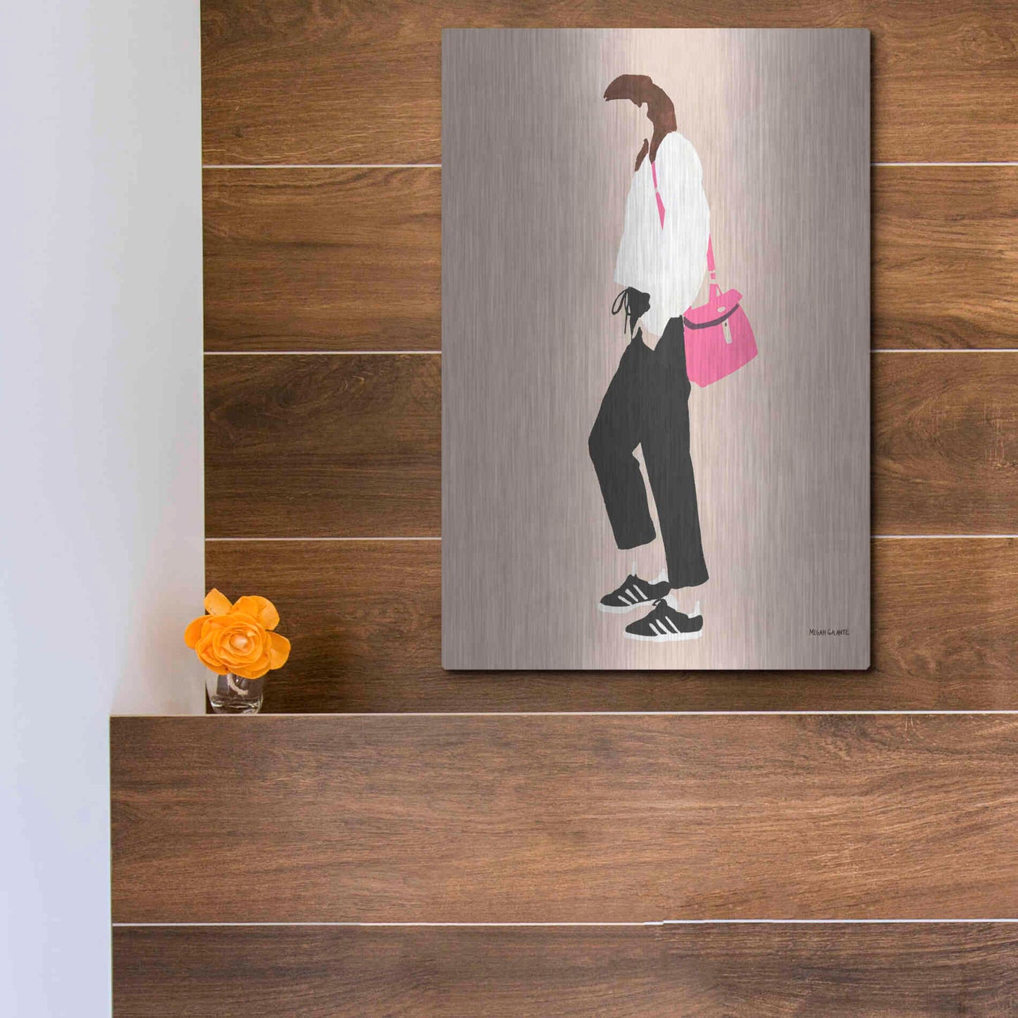 Luxe Metal Art 'Hot Pink Handbag' by Megan Galante, Metal Wall Art,12x16