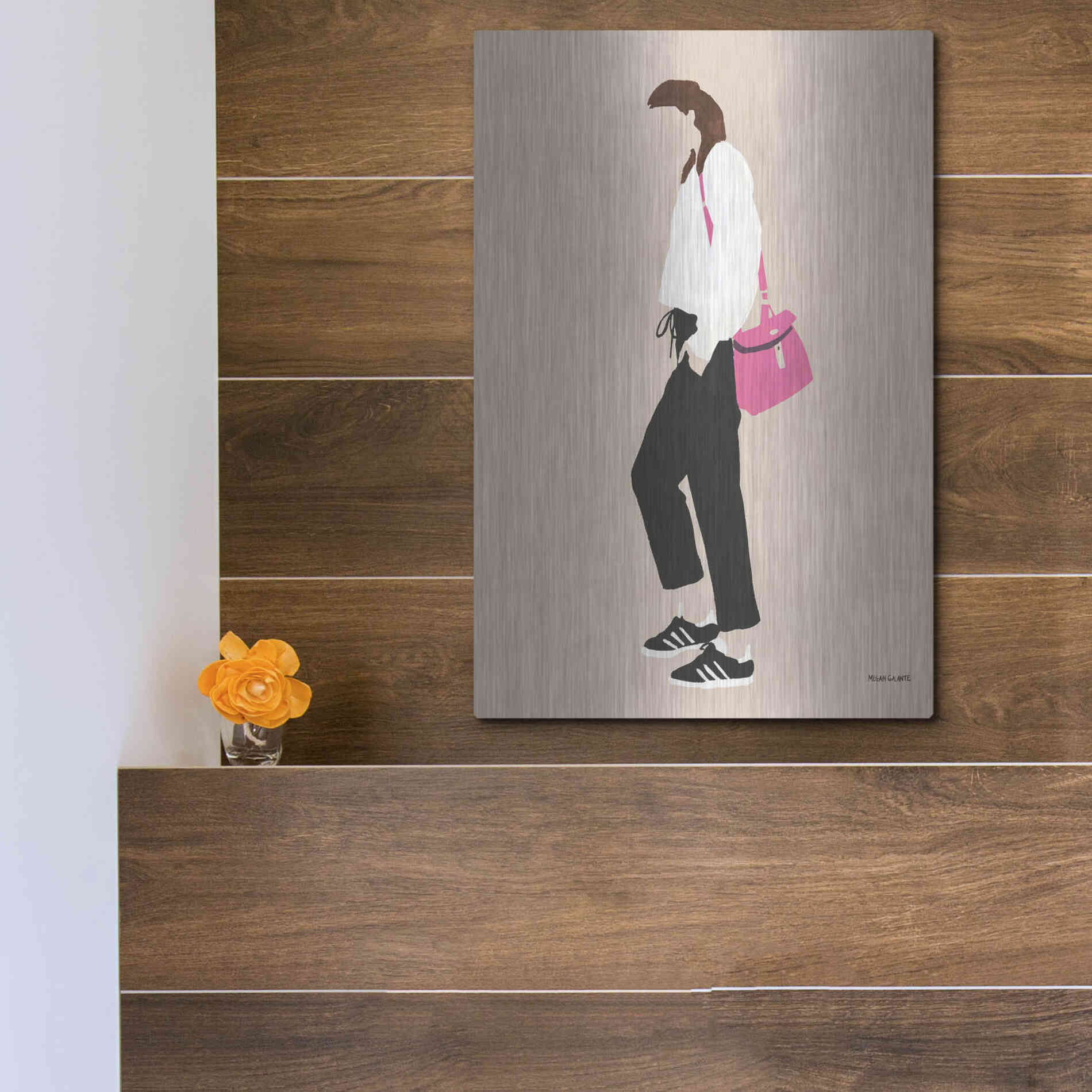 Luxe Metal Art 'Hot Pink Handbag' by Megan Galante, Metal Wall Art,12x16