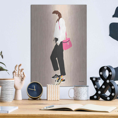 Luxe Metal Art 'Hot Pink Handbag' by Megan Galante, Metal Wall Art,12x16