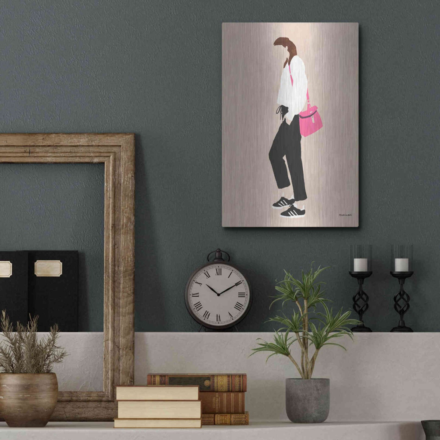 Luxe Metal Art 'Hot Pink Handbag' by Megan Galante, Metal Wall Art,12x16