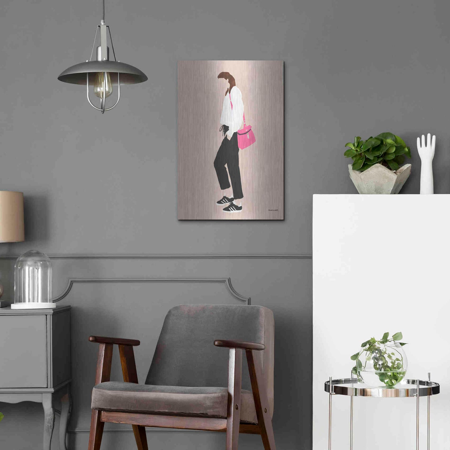 Luxe Metal Art 'Hot Pink Handbag' by Megan Galante, Metal Wall Art,16x24