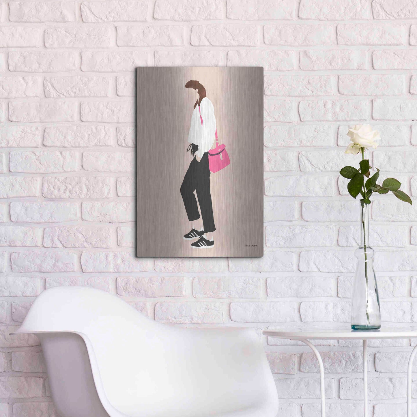 Luxe Metal Art 'Hot Pink Handbag' by Megan Galante, Metal Wall Art,16x24