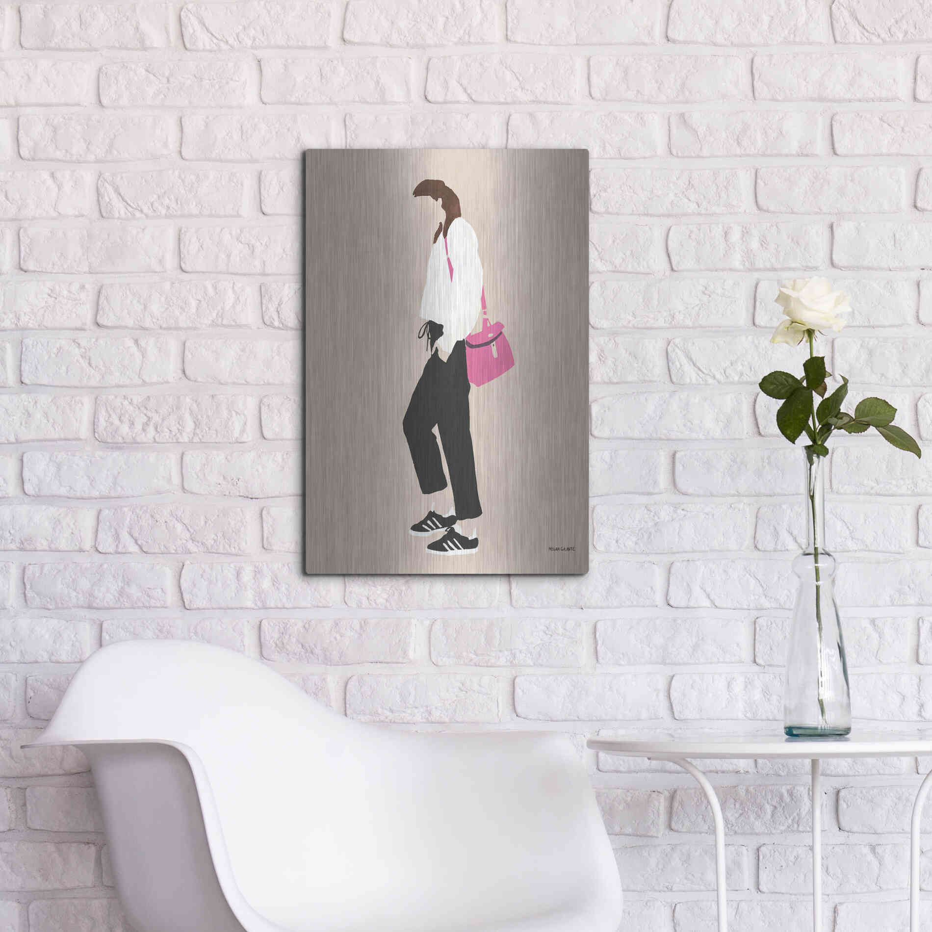 Luxe Metal Art 'Hot Pink Handbag' by Megan Galante, Metal Wall Art,16x24