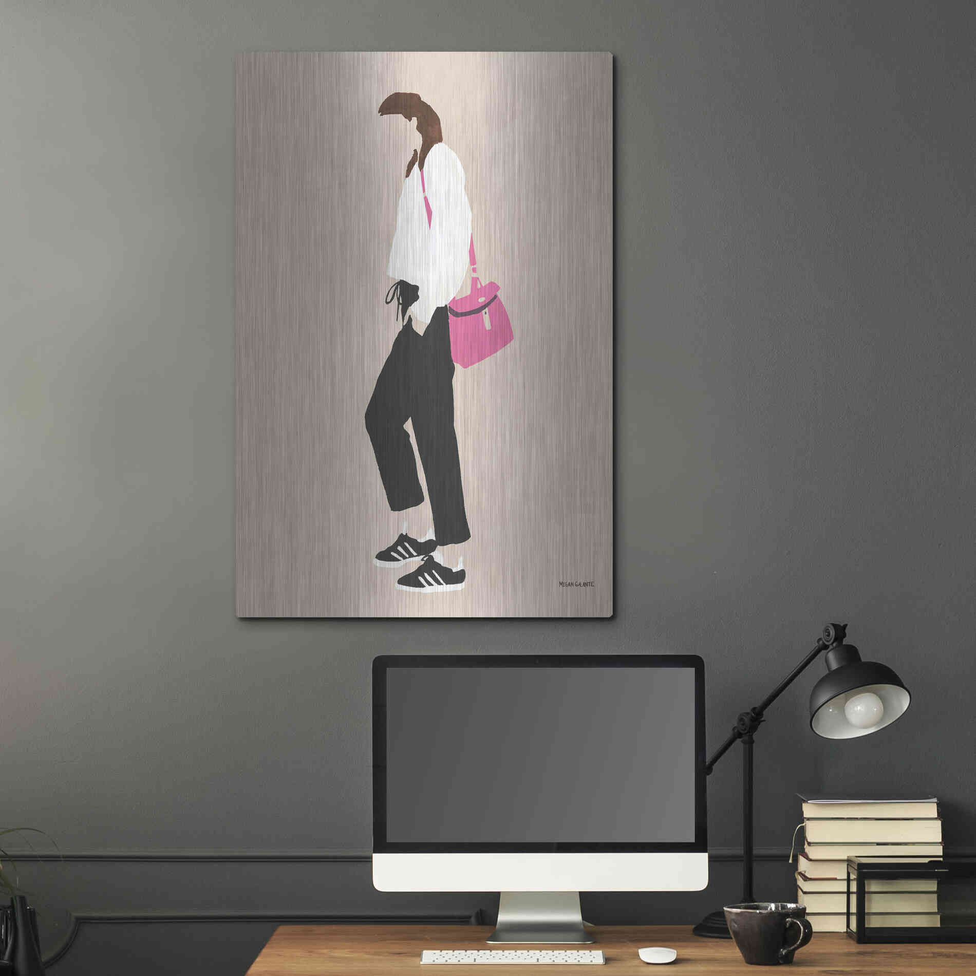 Luxe Metal Art 'Hot Pink Handbag' by Megan Galante, Metal Wall Art,24x36