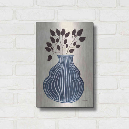 Luxe Metal Art 'Lapis Vase' by Megan Galante, Metal Wall Art,12x16