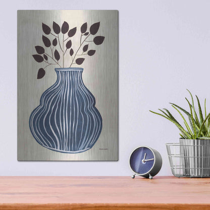 Luxe Metal Art 'Lapis Vase' by Megan Galante, Metal Wall Art,12x16