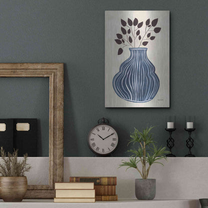 Luxe Metal Art 'Lapis Vase' by Megan Galante, Metal Wall Art,12x16
