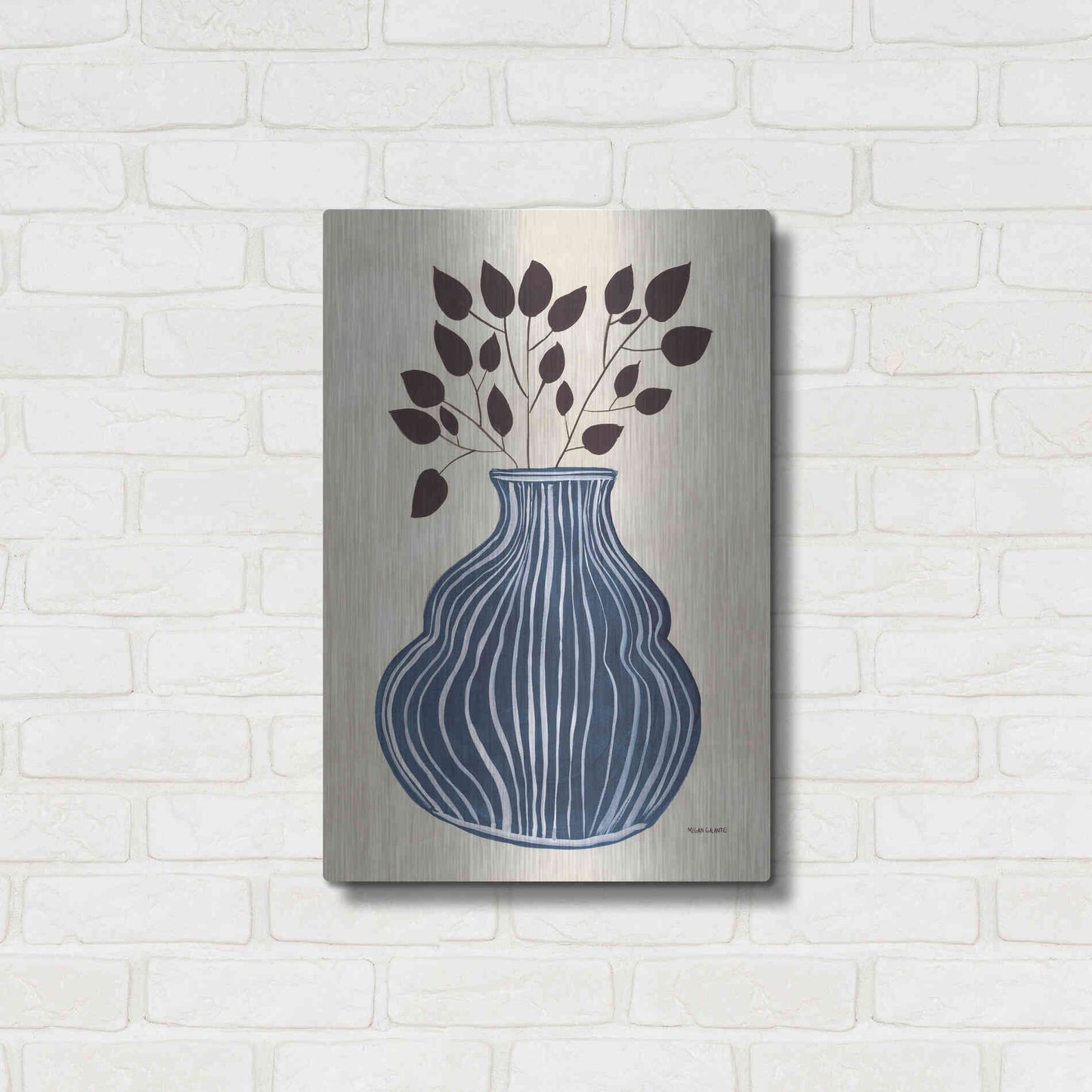 Luxe Metal Art 'Lapis Vase' by Megan Galante, Metal Wall Art,16x24