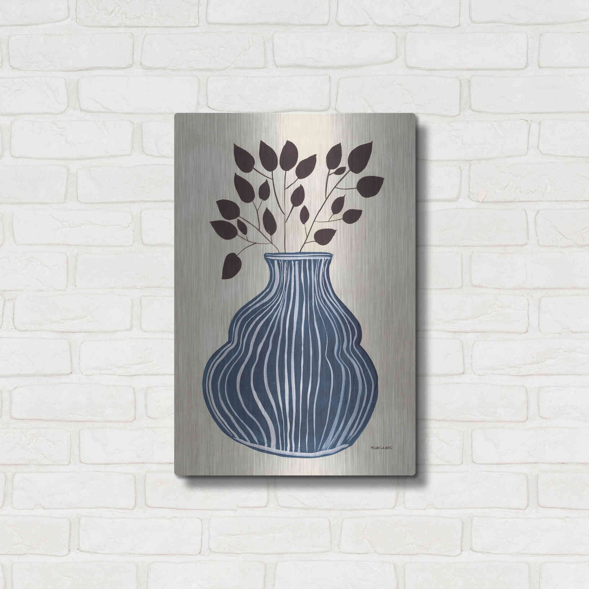 Luxe Metal Art 'Lapis Vase' by Megan Galante, Metal Wall Art,16x24