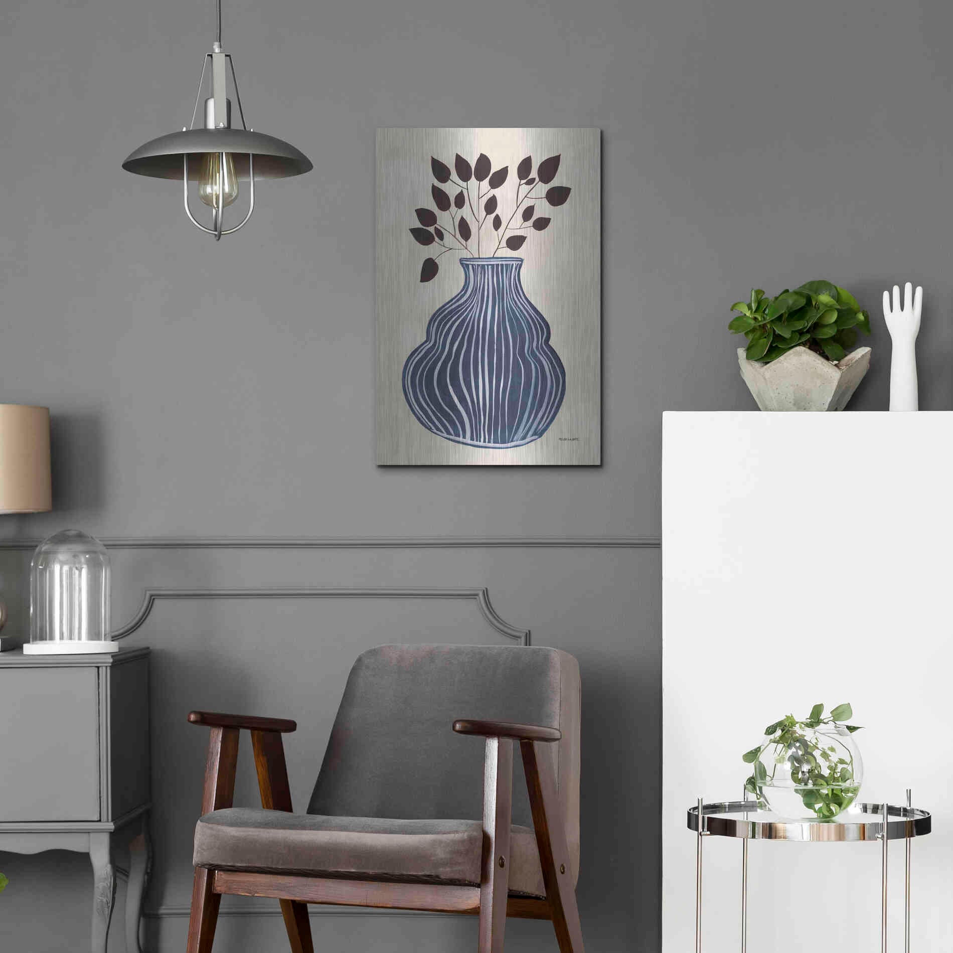 Luxe Metal Art 'Lapis Vase' by Megan Galante, Metal Wall Art,16x24