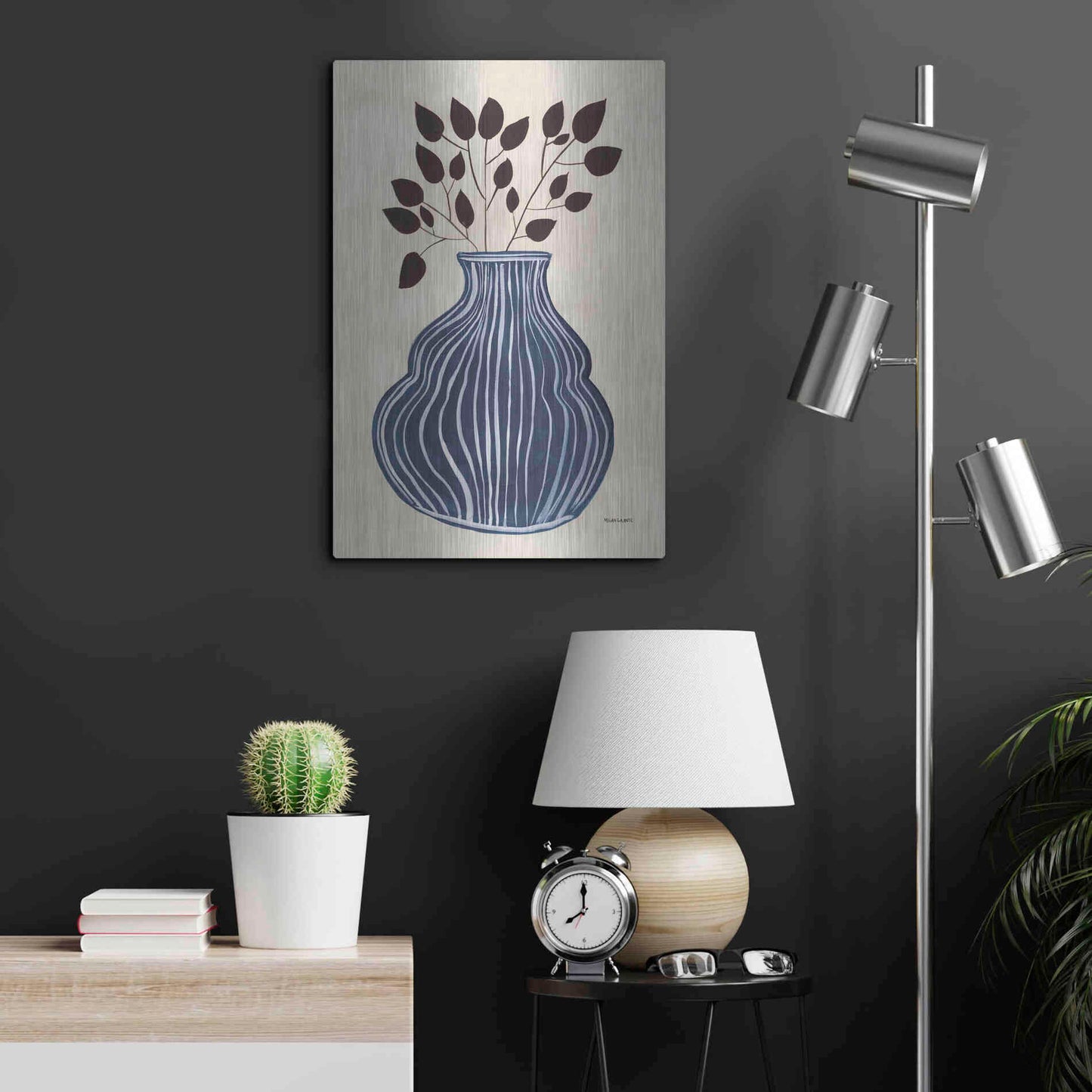 Luxe Metal Art 'Lapis Vase' by Megan Galante, Metal Wall Art,16x24