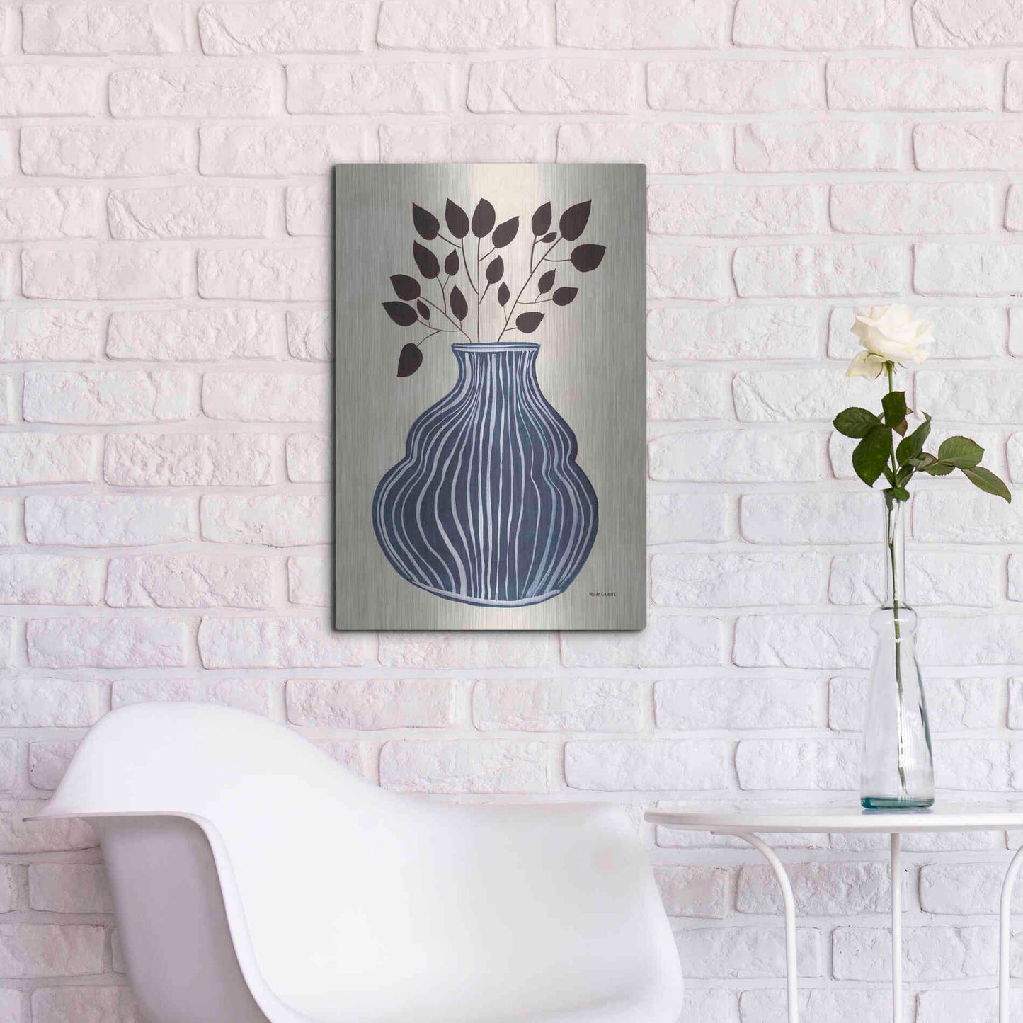Luxe Metal Art 'Lapis Vase' by Megan Galante, Metal Wall Art,16x24