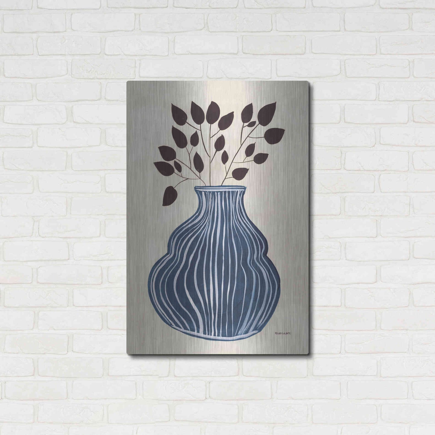 Luxe Metal Art 'Lapis Vase' by Megan Galante, Metal Wall Art,24x36