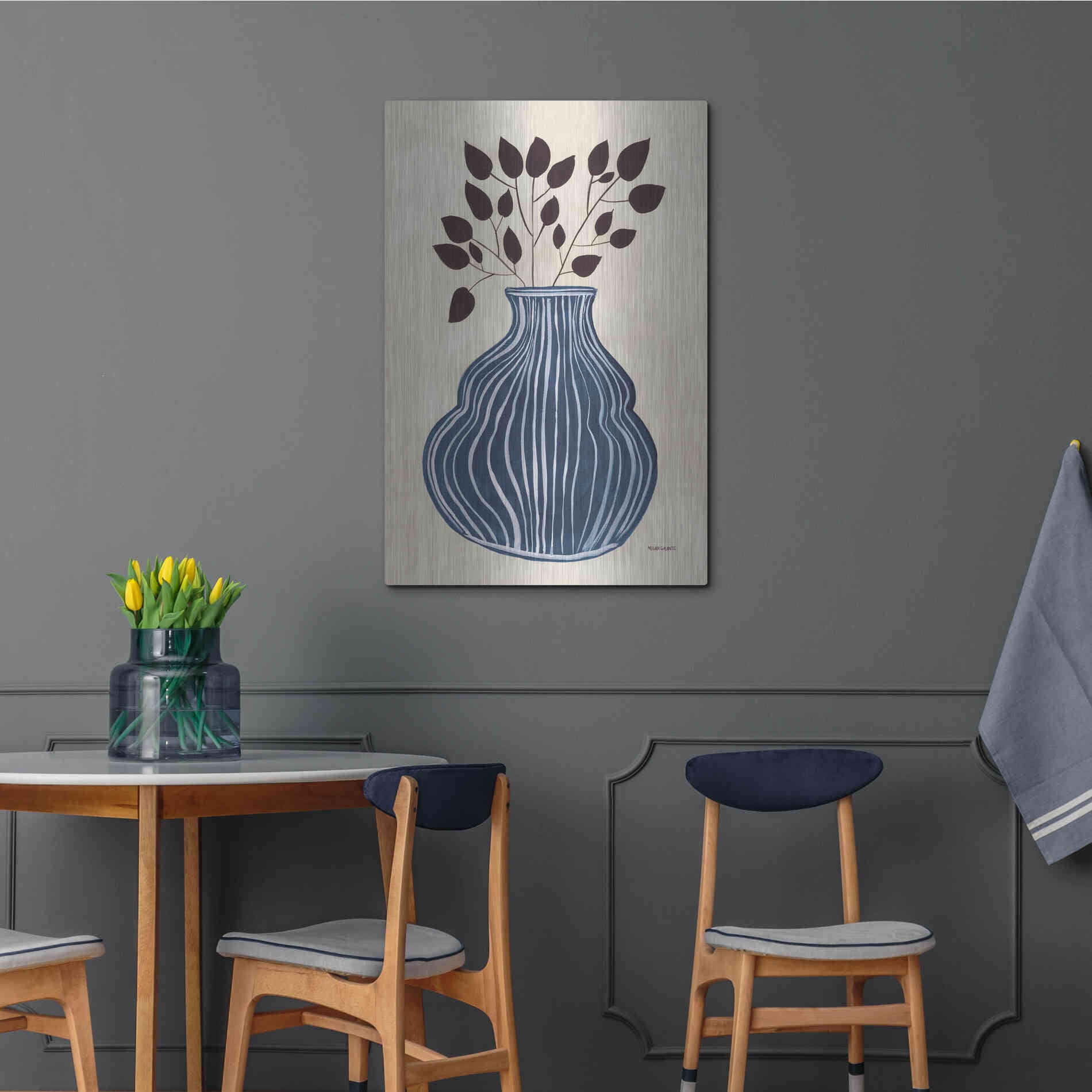 Luxe Metal Art 'Lapis Vase' by Megan Galante, Metal Wall Art,24x36