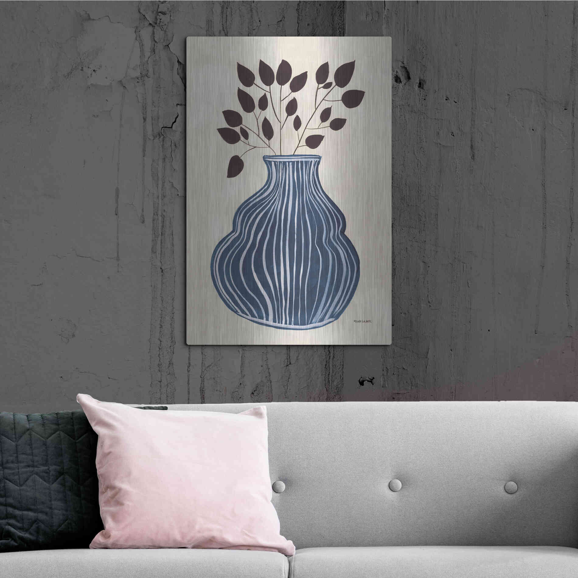 Luxe Metal Art 'Lapis Vase' by Megan Galante, Metal Wall Art,24x36