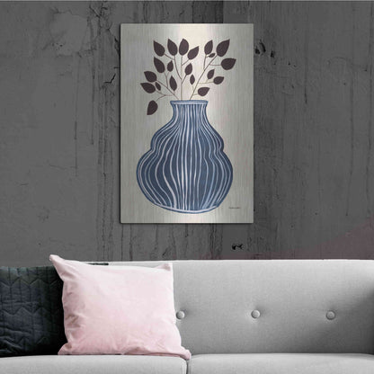 Luxe Metal Art 'Lapis Vase' by Megan Galante, Metal Wall Art,24x36