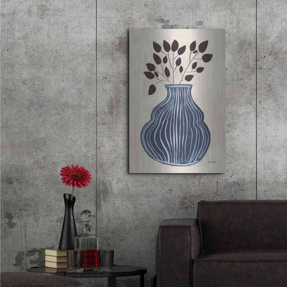 Luxe Metal Art 'Lapis Vase' by Megan Galante, Metal Wall Art,24x36