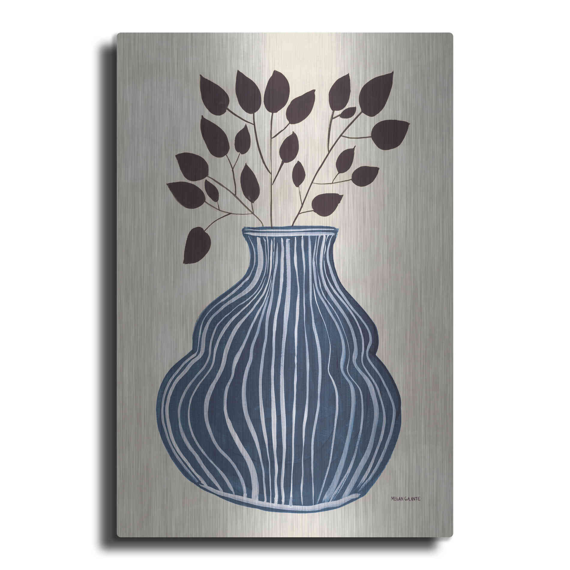 Luxe Metal Art 'Lapis Vase' by Megan Galante, Metal Wall Art