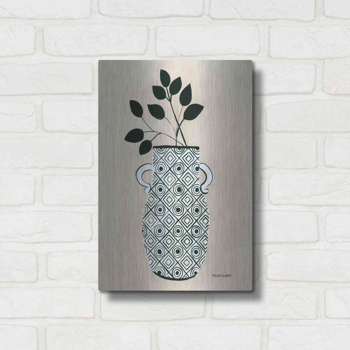 Luxe Metal Art 'Luna Vase' by Megan Galante, Metal Wall Art,12x16