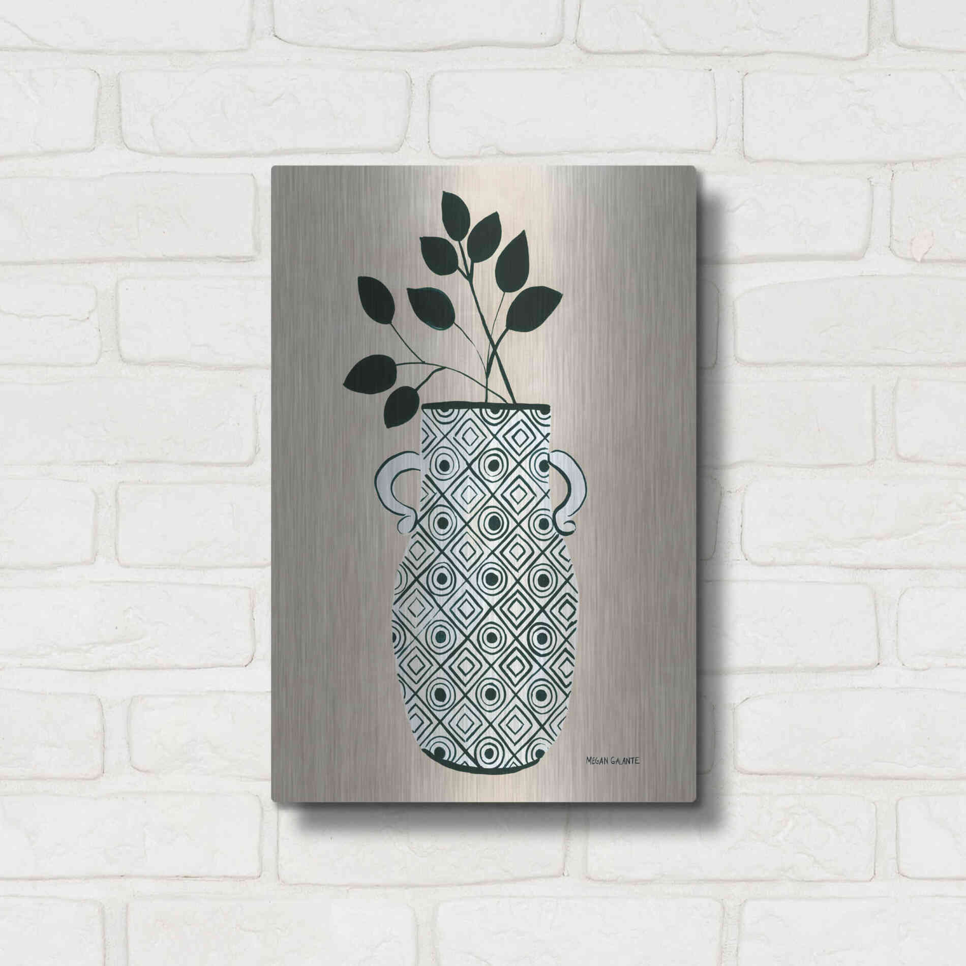 Luxe Metal Art 'Luna Vase' by Megan Galante, Metal Wall Art,12x16