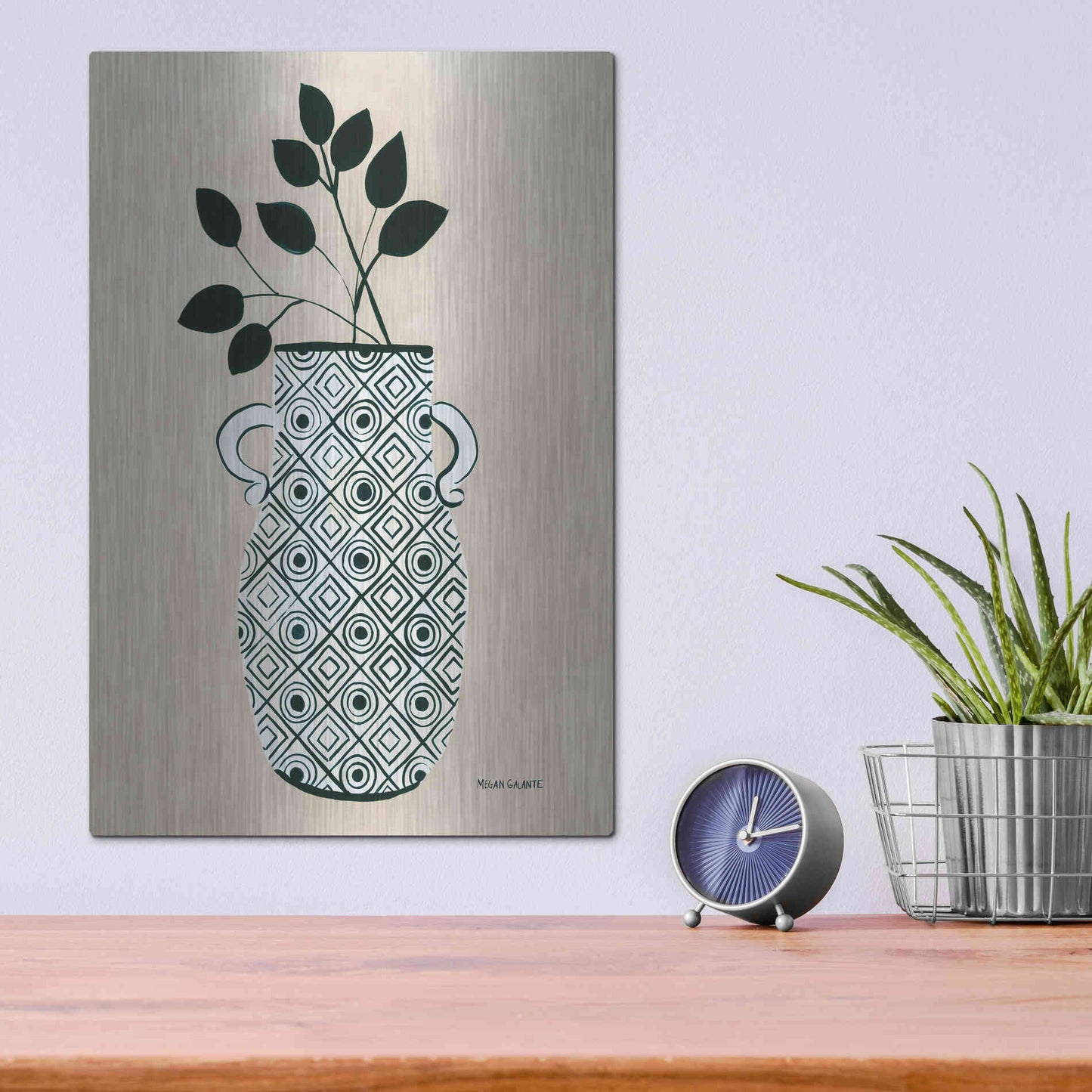 Luxe Metal Art 'Luna Vase' by Megan Galante, Metal Wall Art,12x16